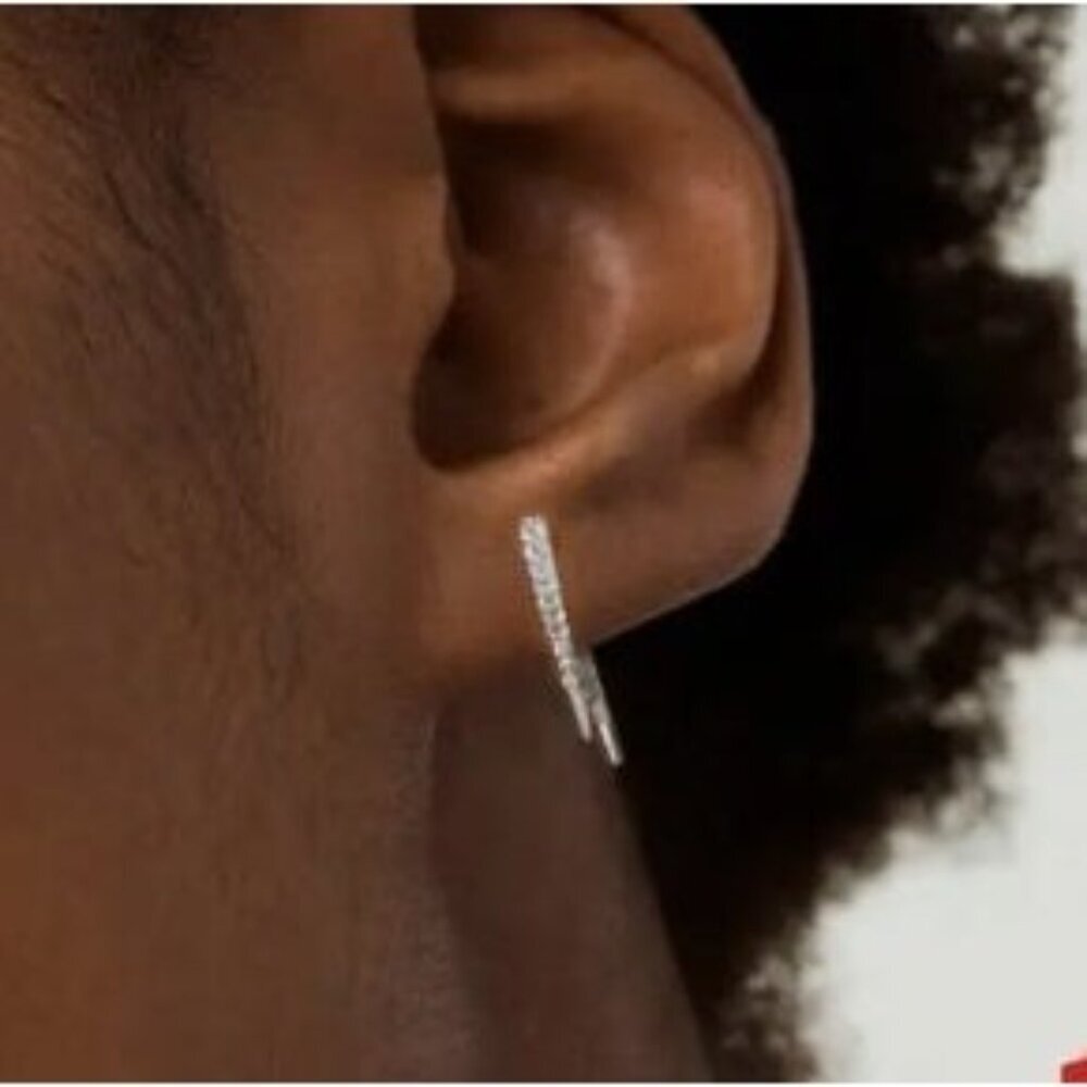 18k White Gold Plated Sterling Silver Simulated Diamond Zircon Earrings - Picture 2 of 5